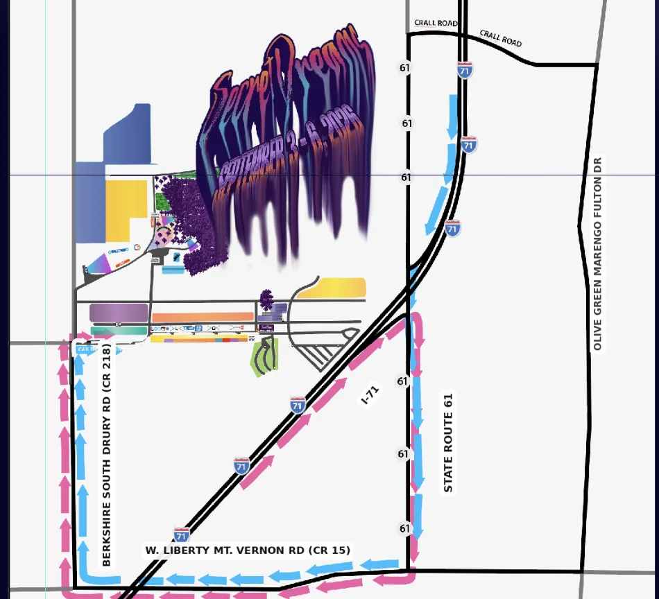Driving directions: I-71 Exit 140 to the West Entrance