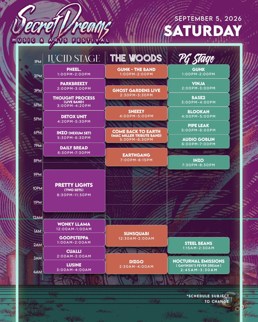 Saturday schedule poster