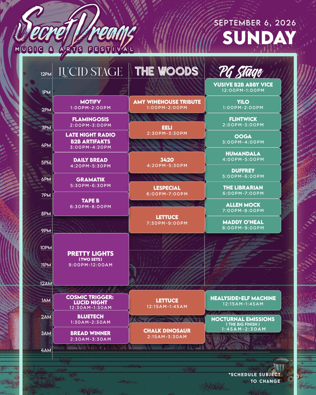 Sunday schedule poster