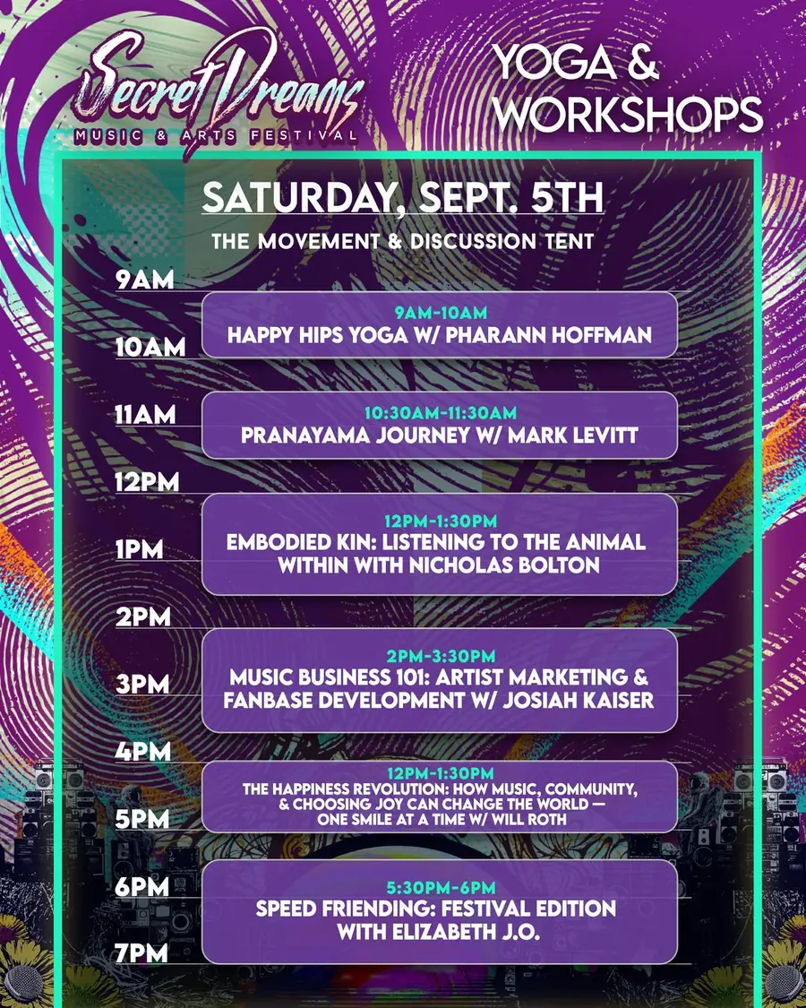Saturday workshop schedule