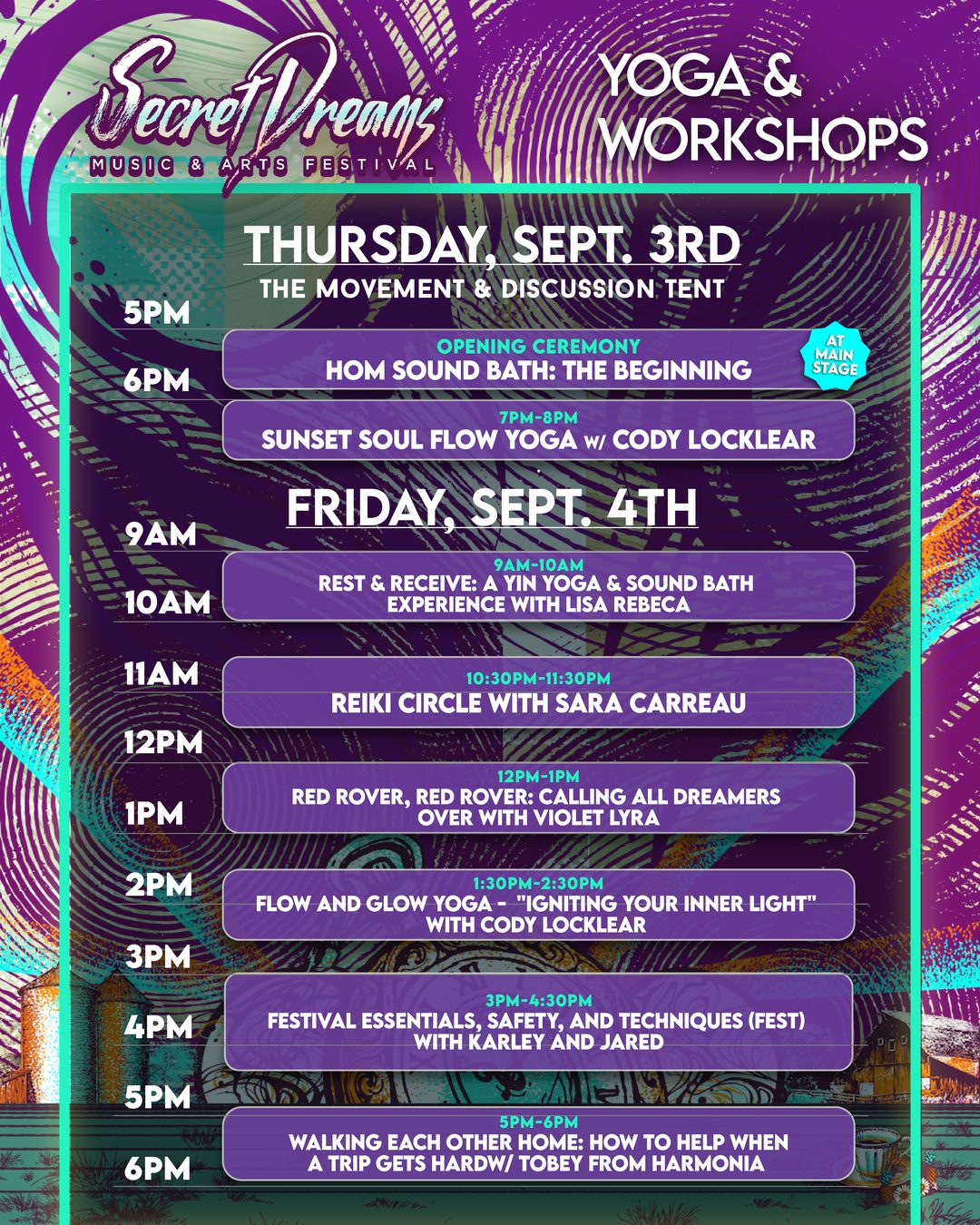 Thursday and Friday workshop schedule
