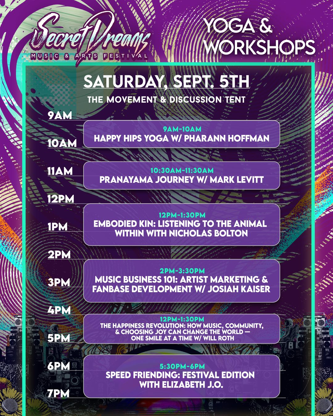 Saturday workshop schedule