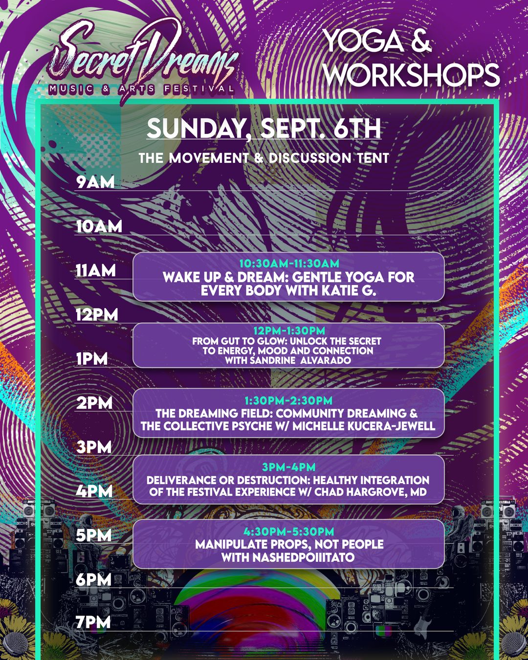 Sunday workshop schedule